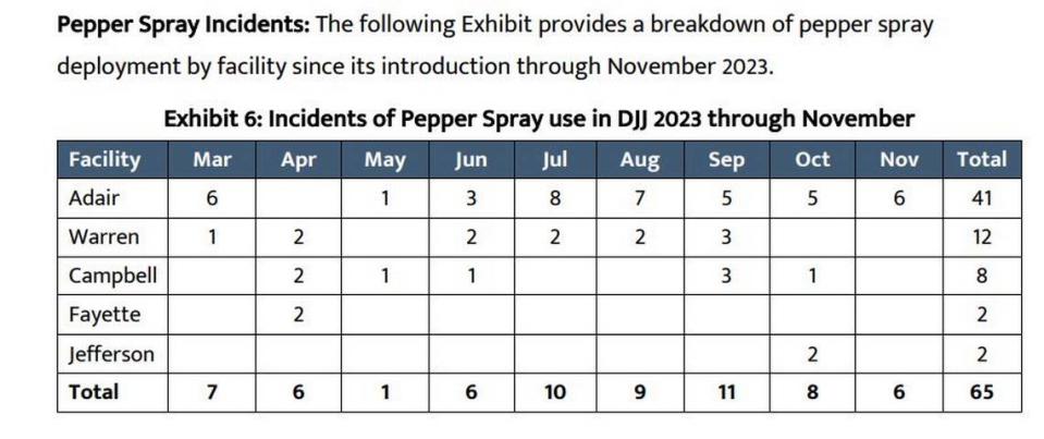 An excerpt from the audit on Kentucky’s juvenile detention centers.