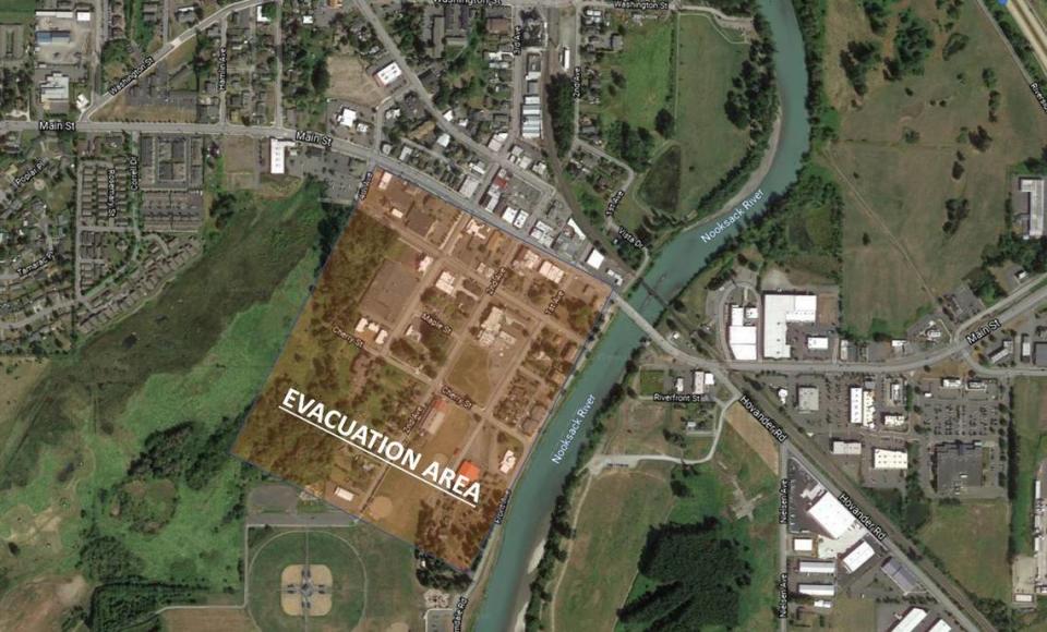 The city of Ferndale requested the voluntary evacuation of all residents and businesses in the area south of Main Street between 4th Avenue and the Nooksack River at 10 a.m. Tuesday, Nov. 16, saying “The Nooksack River has not yet reached its crest, and the potential exists for the river to breach the existing levee.”