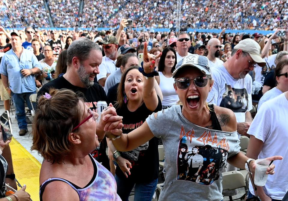 Fans cheer as Joan Jett and the Blackhearts perform during the band’s Stadium Tour concert at Nissan Stadium on Thursday, June 30, 2022, in Nashville, Tenn.  