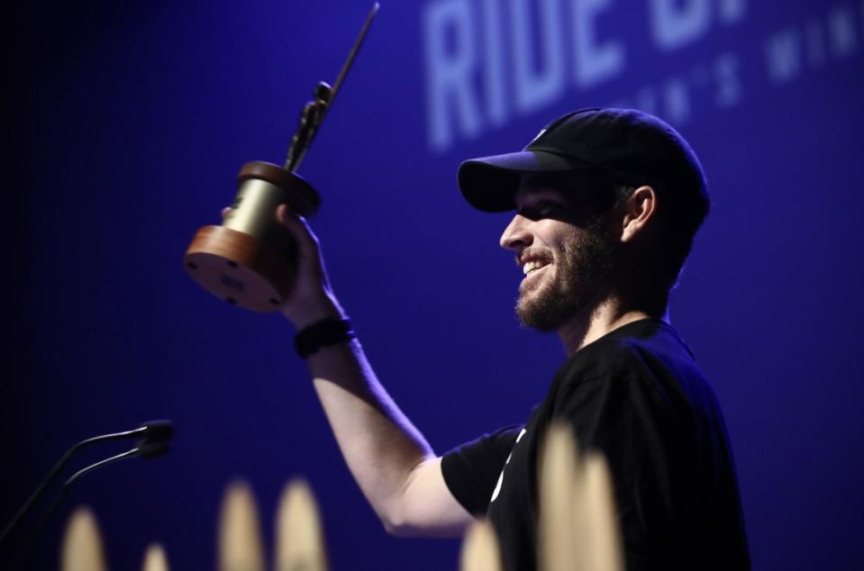 Nathan Florence, accepting his award for Ride of the Year in 2023<p>Big Wave Challenge</p>