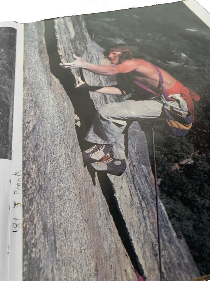 <span class="article__caption">An annotated page from Yosemite Climber, of John Yablonsky reefing along the precarious flake of ‘Wheat T.’</span>