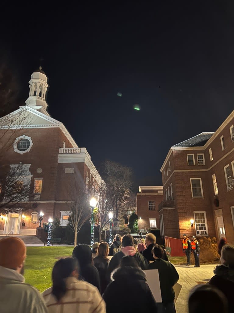 Students and alum stormed the Quadrangle at Manhattan College outside of the President’s office in December in protest of the first round of layoffs of their beloved staffers as the Catholic liberal arts institution faces on-going financial struggles. Courtesy to the NY Post