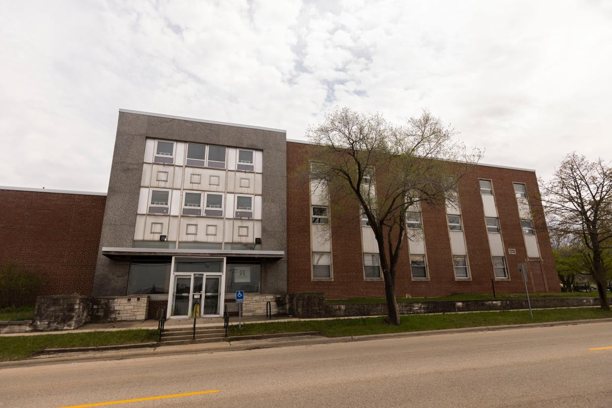 Once eyed as a location for a boutique hotel, the former Millennium Center at 220 S. Madison St., seen Tuesday, April 16, 2024, in downtown Rockford, is for sale.