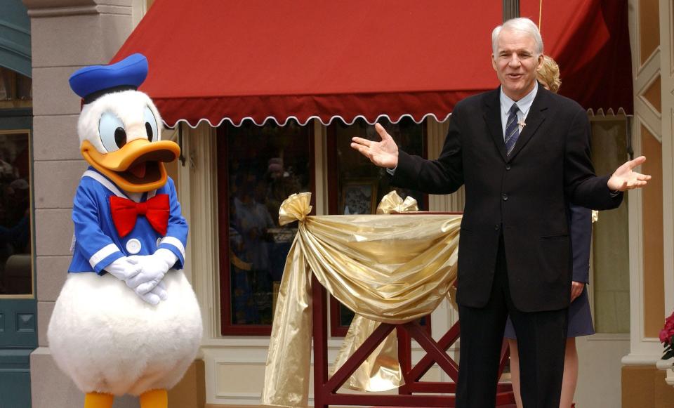 Steve Martin and Donald Duck at Disneyland in 2005.