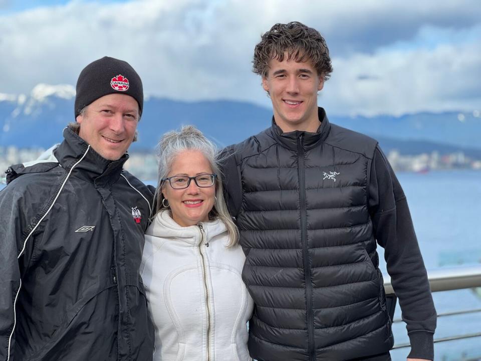 Joe Hanson (right) spent time at home in Whitehorse training with his father Jake (left) while he waiting on a new deal.