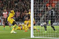 Britain Soccer Football - Southampton v Crystal Palace - Premier League - St Mary's Stadium - 5/4/17 Southampton's Nathan Redmond scores their first goal Reuters / Peter Nicholls Livepic