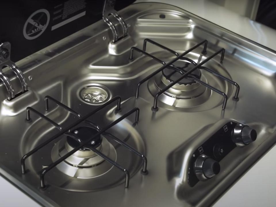 a close up of the two burner stovetop