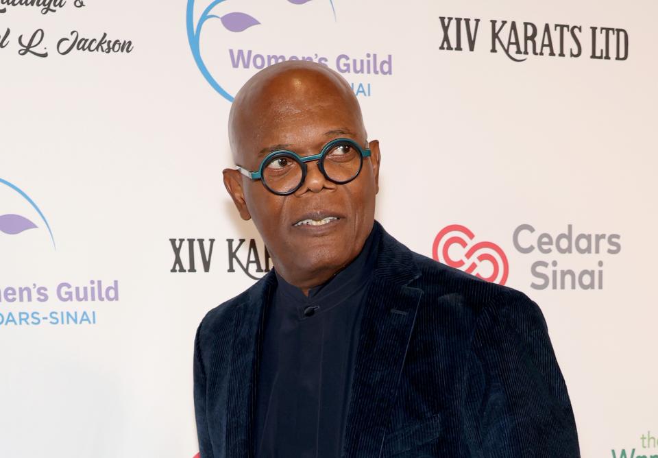 He may be 74, but Samuel L Jackson can still cut it in the sexy stakes. (Getty Images)