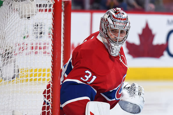 MONTREAL, QC - DECEMBER 16: Look on Montreal Canadiens Goalie Carey Price (31) during the San Jose Sharks versus the Montreal Canadiens game on December 16, 2016, at Bell Centre in Montreal, QC (Photo by David Kirouac/Icon Sportswire via Getty Images)