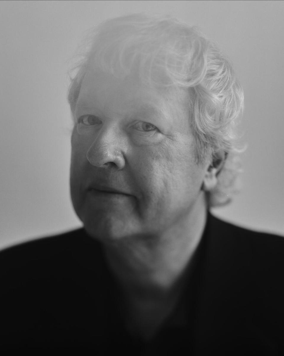 Black and white portrait of a rock drummer