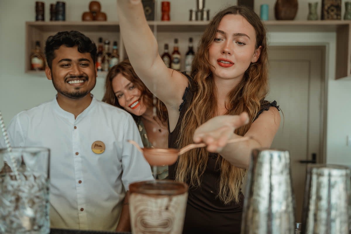 Gracie enjoyed her first legal cocktail, featuring complex botanicals mixed with a rarely seen rum (Avani+ Fares Maldives Resort)