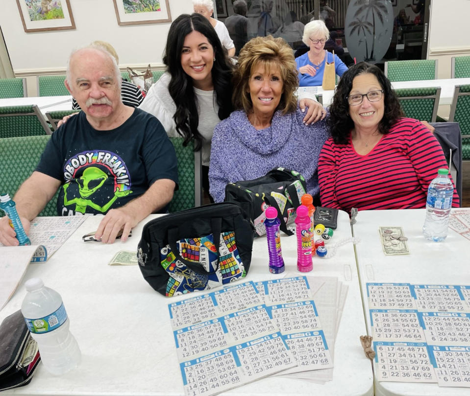Christina Manna poses with her mother and friends during a game of bingo. (Courtesy Christina Manna)