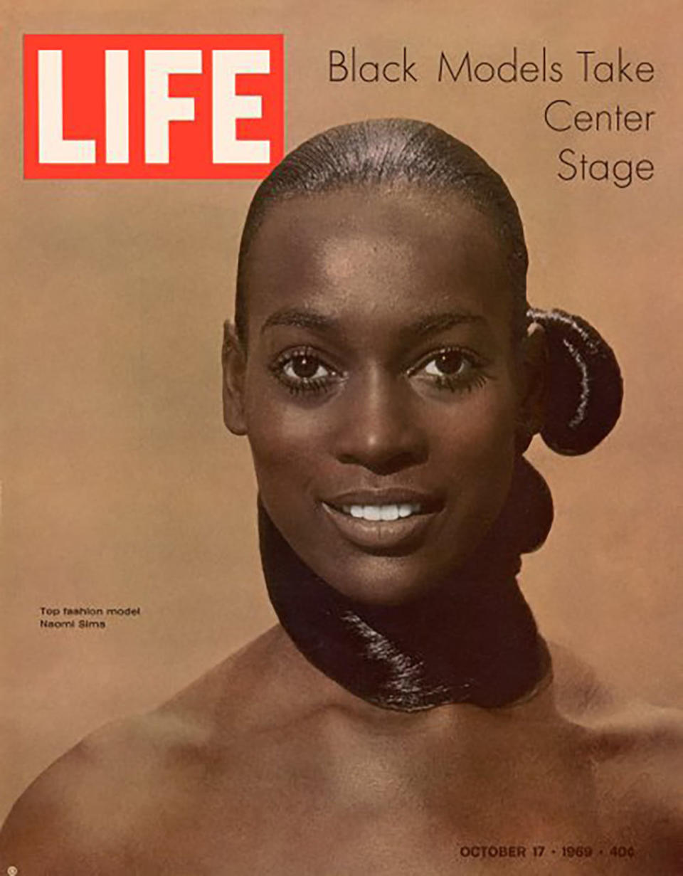 The striking October 1969 cover of Life featured model Naomi Sims, who was the first black woman to have been on Life's cover. The beginning of her career was mired by racial prejudice, but she soon found great success and went on to model until 1973, before becoming a businesswoman and prominent voice in the black women's beauty industry.