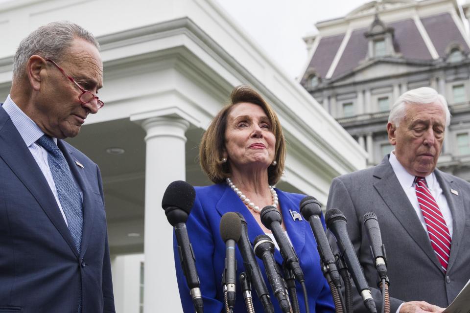 Nancy Pelosi addressed reporters following the meeting (Alex Brandon/AP)