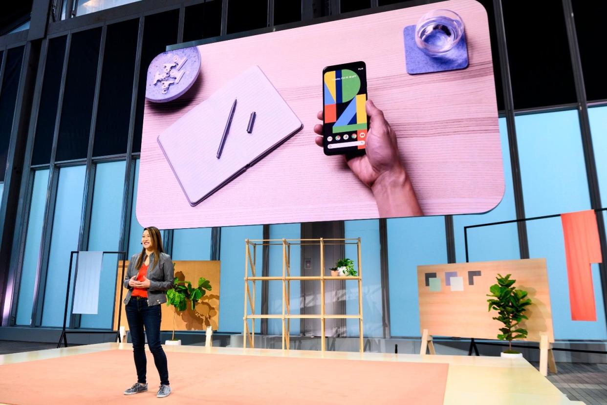 Sabrina Ellis, Google vice president of product management, at the launch of the Pixel 4 last year: JOHANNES EISELE/AFP via Getty Images