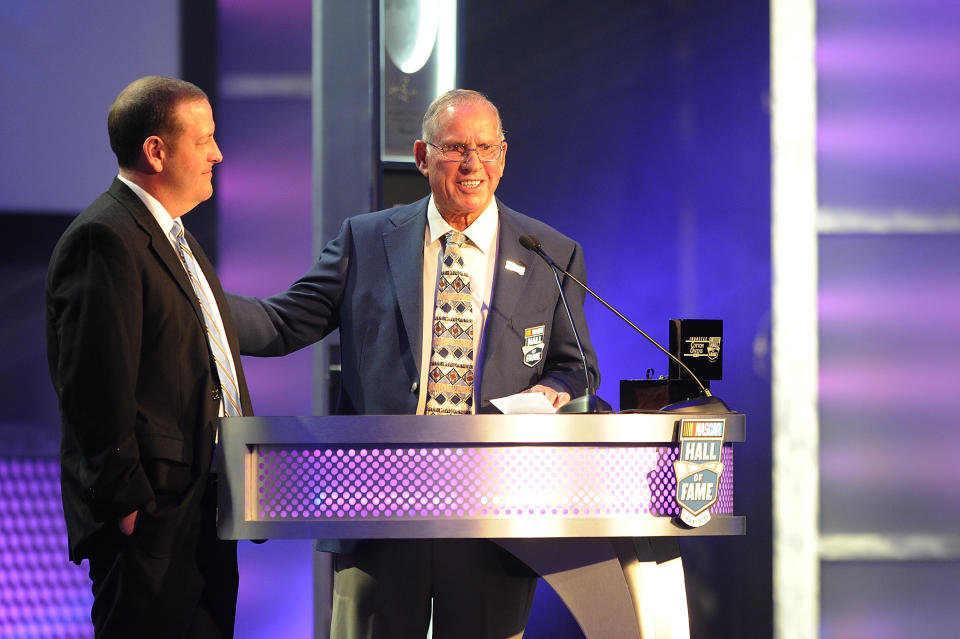 David Pearson (R) was inducted into the NASCAR Hall of Fame in 2013. (Getty)