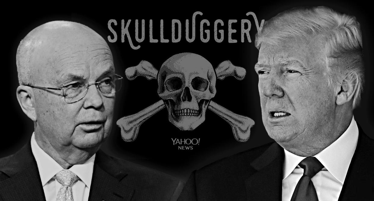 Michael Hayden, Donald Trump (Photo illustration: Yahoo News; photos: David Orrell/CNBC/NBCU Photo Bank via Getty Image, Evan Vucci/AP)