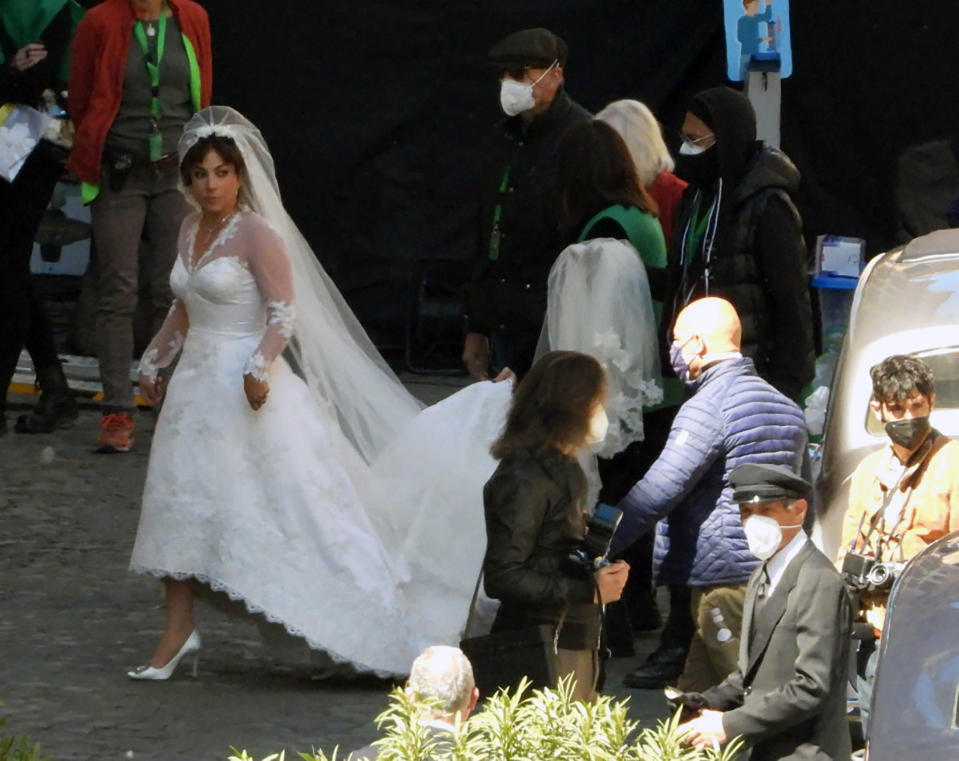 Lady Gaga in wedding dress for 