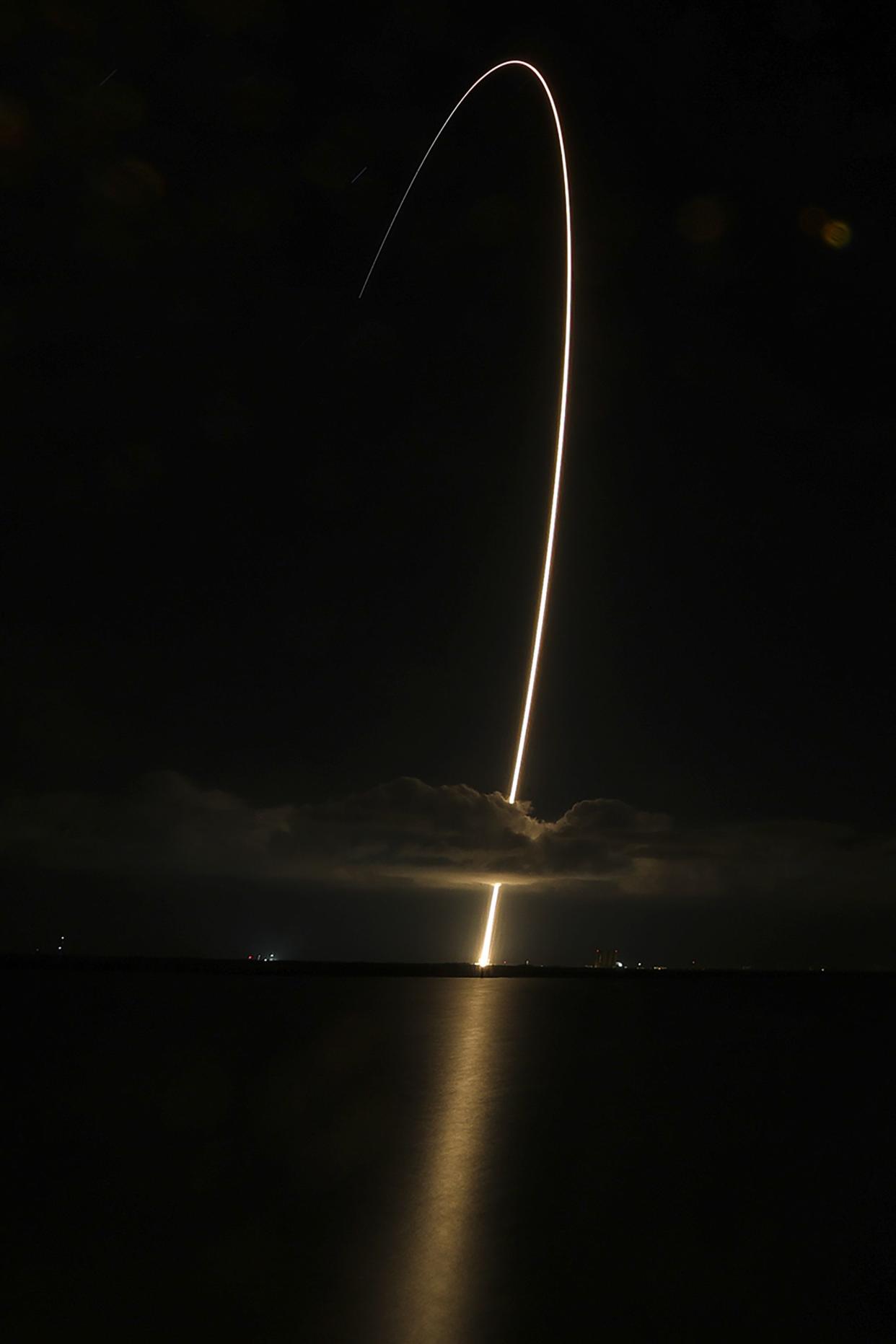 A United Launch Alliance Atlas V rocket with the Lucy spacecraft aboard launches from Space Launch Complex 41 at Cape Canaveral Space Force Station in Florida. 