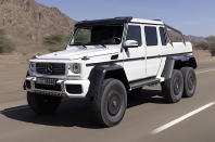 <p>Any <strong>six-wheeled vehicle</strong> sold to the general public is surely an oddball by definition. One of the most spectacular examples was the 6x6 version of the <strong>Mercedes G-Class SUV</strong>. Its half-dozen wheels were driven by a <strong>5.5-litre twin-turbo V8</strong> AMG engine producing nearly <strong>540bhp</strong>. Of all G-Class models to date, only the <strong>V12 AMG G 65</strong> has been more powerful.</p><p>The 6x6 was produced briefly by <strong>Magna Steyr</strong> in Austria from 2013 to 2015, was very expensive (£380,000), and is accordingly very rare.</p>