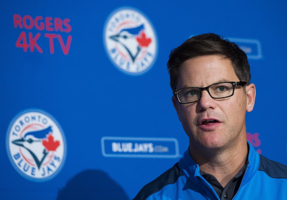 Ross Atkins confused some MLB observers on Thursday. (Nathan Denette/The Canadian Press via AP)