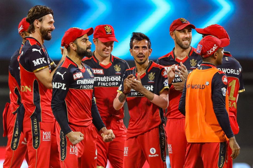 Virat Kohli, captain of Royal Challengers Bangalore celebrates the wicket of David Miller of Rajasthan Royals during match 16 of Indian Premier League 2021 between the Royal Challengers Bangalore and the Rajasthan Royals at the Wankhede Stadium Mumbai, Thursday, 22 April 2021.