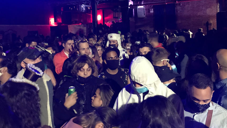 More than 380 people gathered for a Halloween party at 23 Meadow Street in Brooklyn