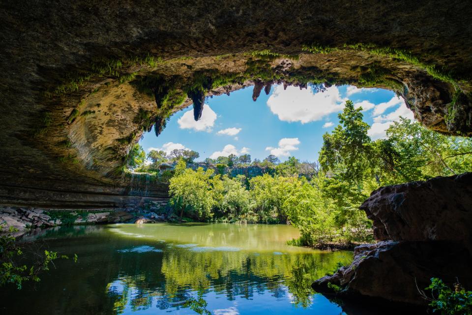 <h1 class="title">Guide to Swimming Holes, Hamilton Pool Preserve, Texas</h1><cite class="credit">Getty</cite>