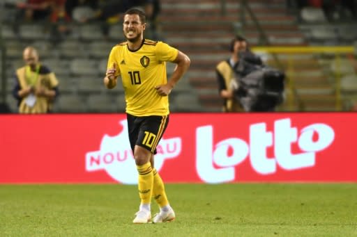 Belgium forward Eden Hazard leaves the pitch during the international friendly against Costa Rica