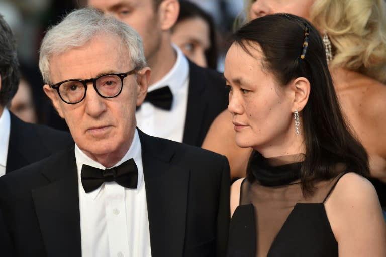 Director Woody Allen (L) and his wife Soon-Yi at the Cannes Film Festival on May 15, 2015