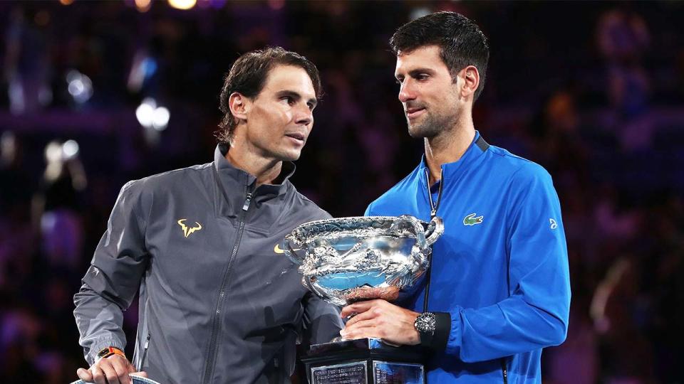 Rafa Nadal (pictured left) congratulating Novak Djokovic (pictured right) at the Australian Open.