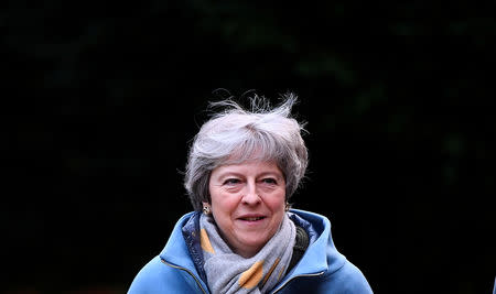 Britain's Prime Minister Theresa May leaves church near Maidenhead, Britain, January 27, 2019. REUTERS/Toby Melville/File Photo