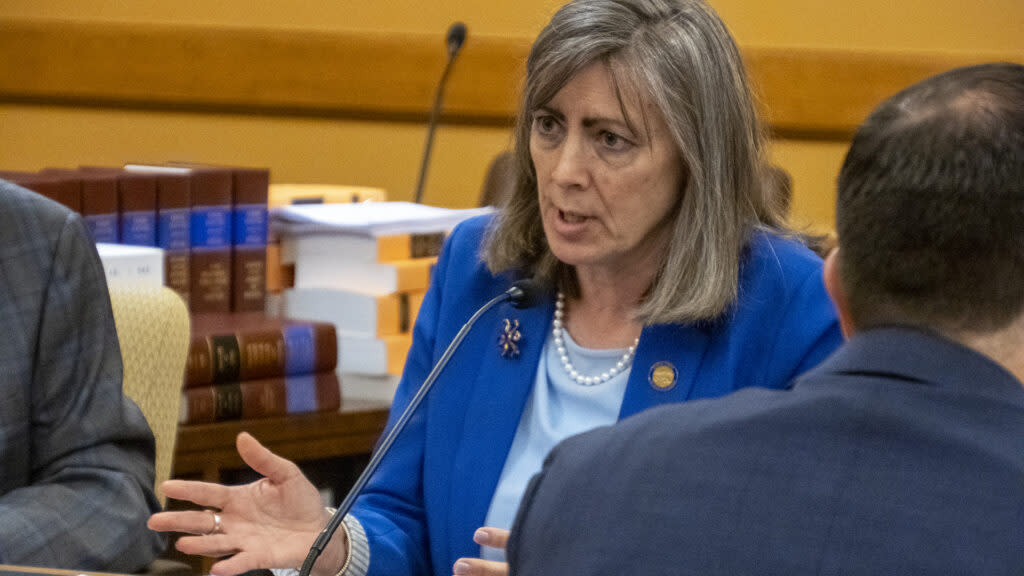 Sen. Kellie Warren, the Republican chairwoman of the Senate Judiciary Committee, lauded a bill sent to Gov. Laura Kelly affirming new mothers could seek court orders for child support for a fetus from the moment of conception. (Sherman Smith/Kansas Reflector)