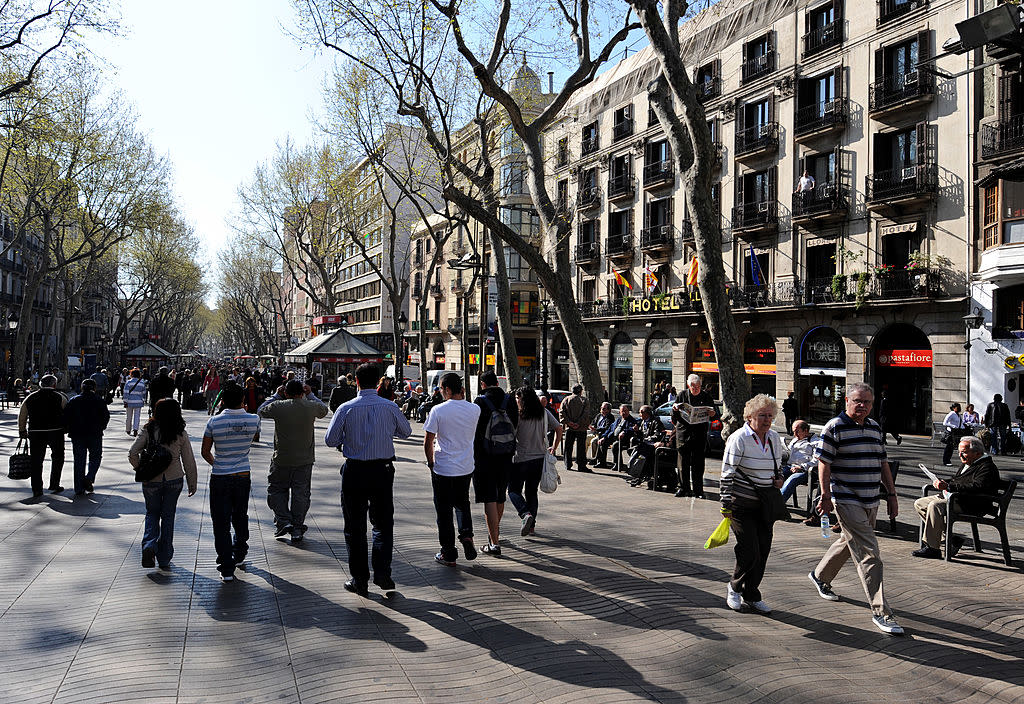 Locals and tourists on Las Ramblas in 2009: Getty