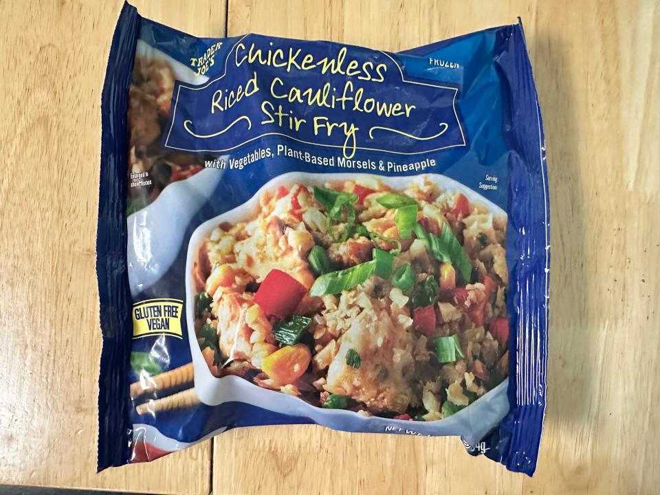 Trader Joe's chickenless riced cauliflower stir fry