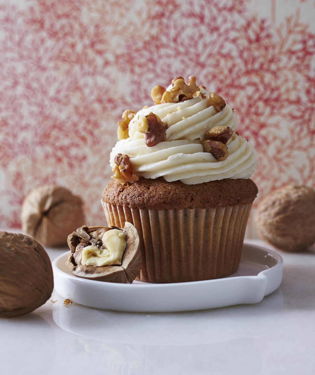 Cinnamon Walnut Cupcakes With Maple Frosting