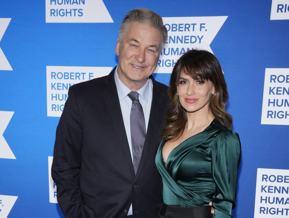 FILE - Alec Baldwin and Hilaria Baldwin attend the Robert F. Kennedy Human Rights Ripple of Hope Awards in New York on Dec. 6, 2023. (Photo by Charles Sykes/Invision/AP, File)