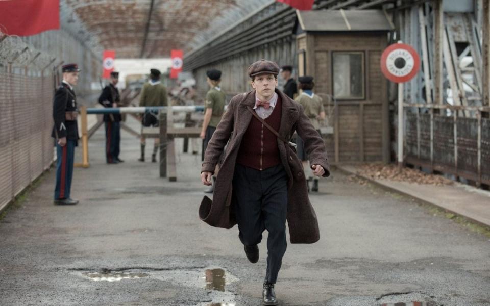 Jesse Eisenberg as the mime artist Marcel Marceau in Resistance