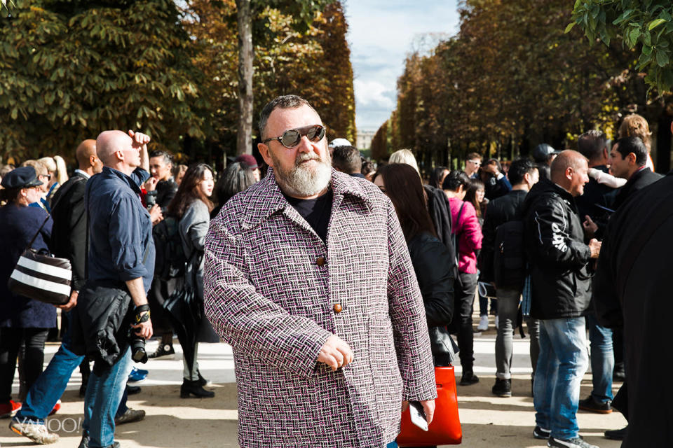 Gaubert en route to the Valentino show.