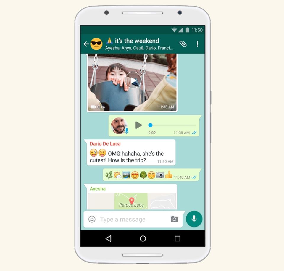 WhatsApp lets you chat with 4 people at a time, but offers end-to-end encryption for the security-minded. (Image: WhatsApp)