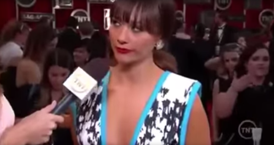 <p>At the 2015 SAG Awards, TNT reporter Danielle Demski told Rashida Jones that she looked like she "just got off an island or something" and that she was very "tan and tropical." Jones, who is biracial, responded succinctly: "I mean, you know, I’m ethnic." Co-reporter JD Heyman, a white man, inexplicably chimed in, saying, "Me too."</p>