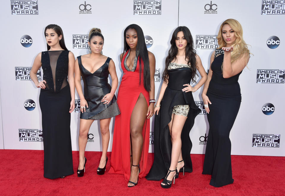 LOS ANGELES, CA - NOVEMBER 22: L-R) Recording artists Lauren Jauregui, Ally Brooke, Normani Hamilton, Camila Cabello and Dinah-Jane Hansen of Fifth Harmony attend the 2015 American Music Awards at Microsoft Theater on November 22, 2015 in Los Angeles, California. (Photo by John Shearer/Getty Images)