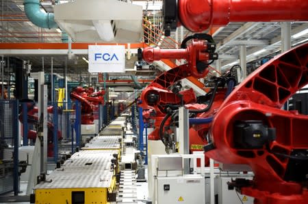 Ceremony to mark the installation of the first robot on the production line for the new electric Fiat 500 BEV at the Mirafiori industrial complex on the 80th birthday of the plant