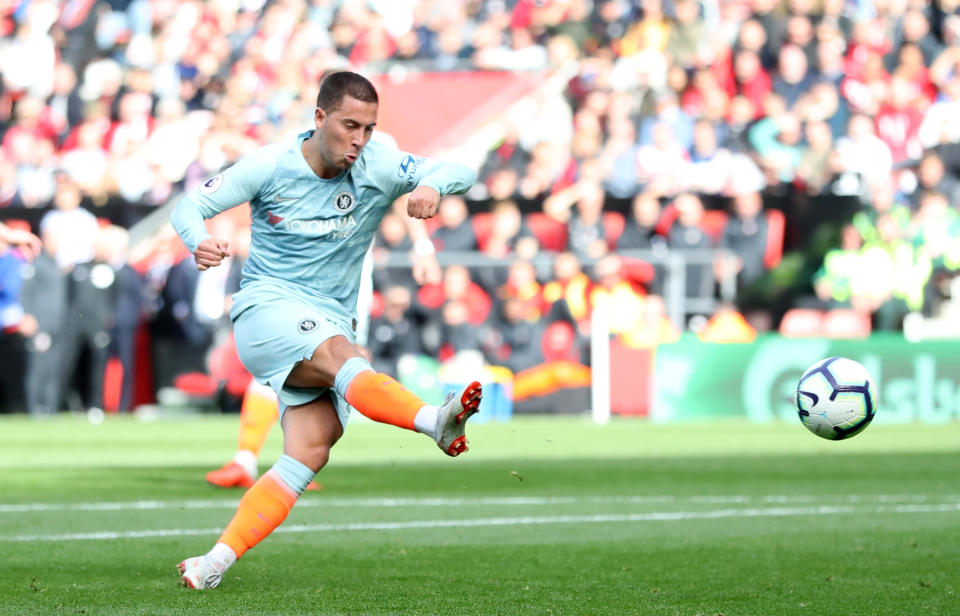 Eden Hazard scored his seventh goal of the season in the win at Southampton