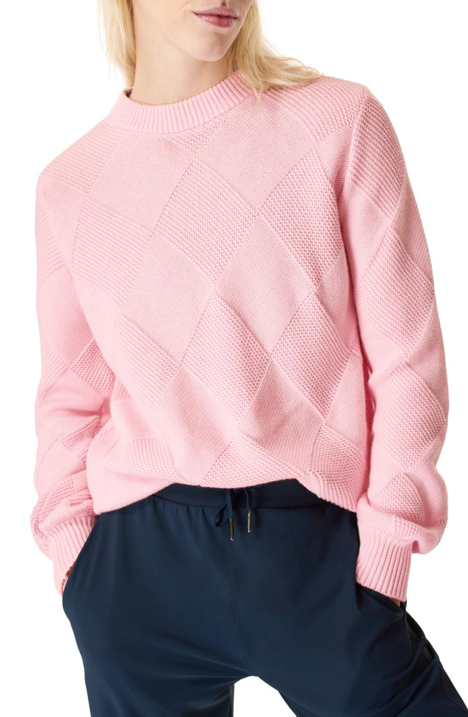 Sweaty Betty Diamond Knit Cotton & Wool Sweater