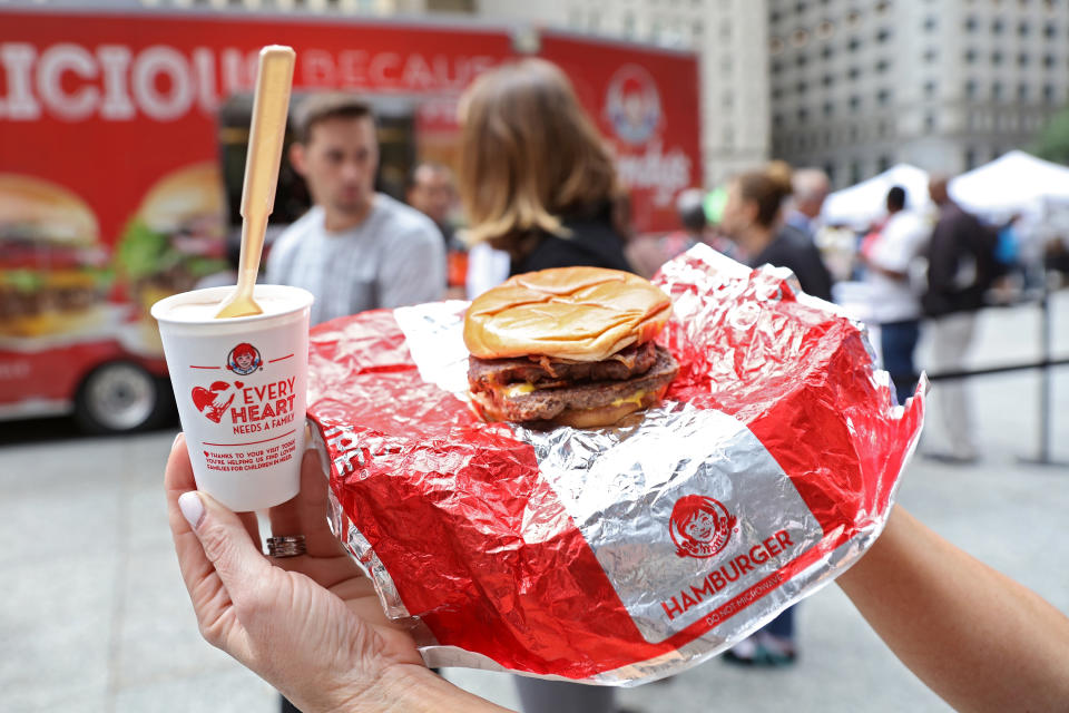 CHICAGO, IL - SEPTEMBER 01:  Wendys gave fans the ultimate fresh beef and bacon experience at Chicagos Daley Plaza Farmers Market with a 15-foot-tall Baconator dome September 1, 2016 in Chicago, Illinois. Serving up fresh-made Baconators, the Dome offered lounge chairs and a 180-degree bite cam to capture snaps of fans beefy, bacon-y euphoria.  (Photo by Jeff Schear/Getty Images for Wendy's)