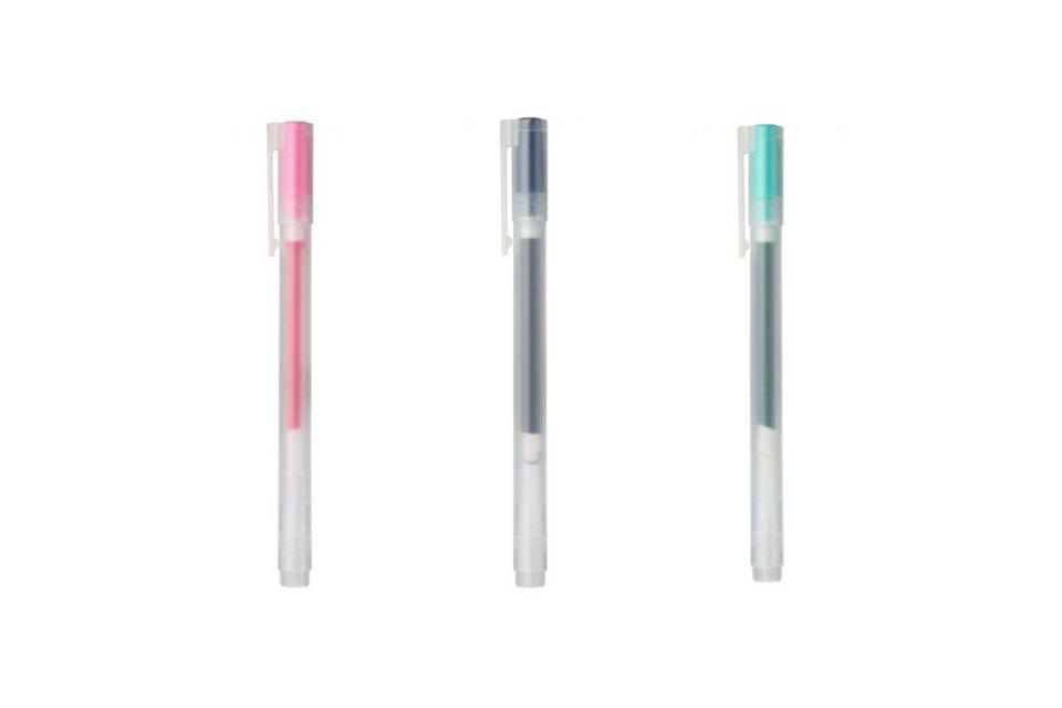 Three gel-ink ball point pens from Muji