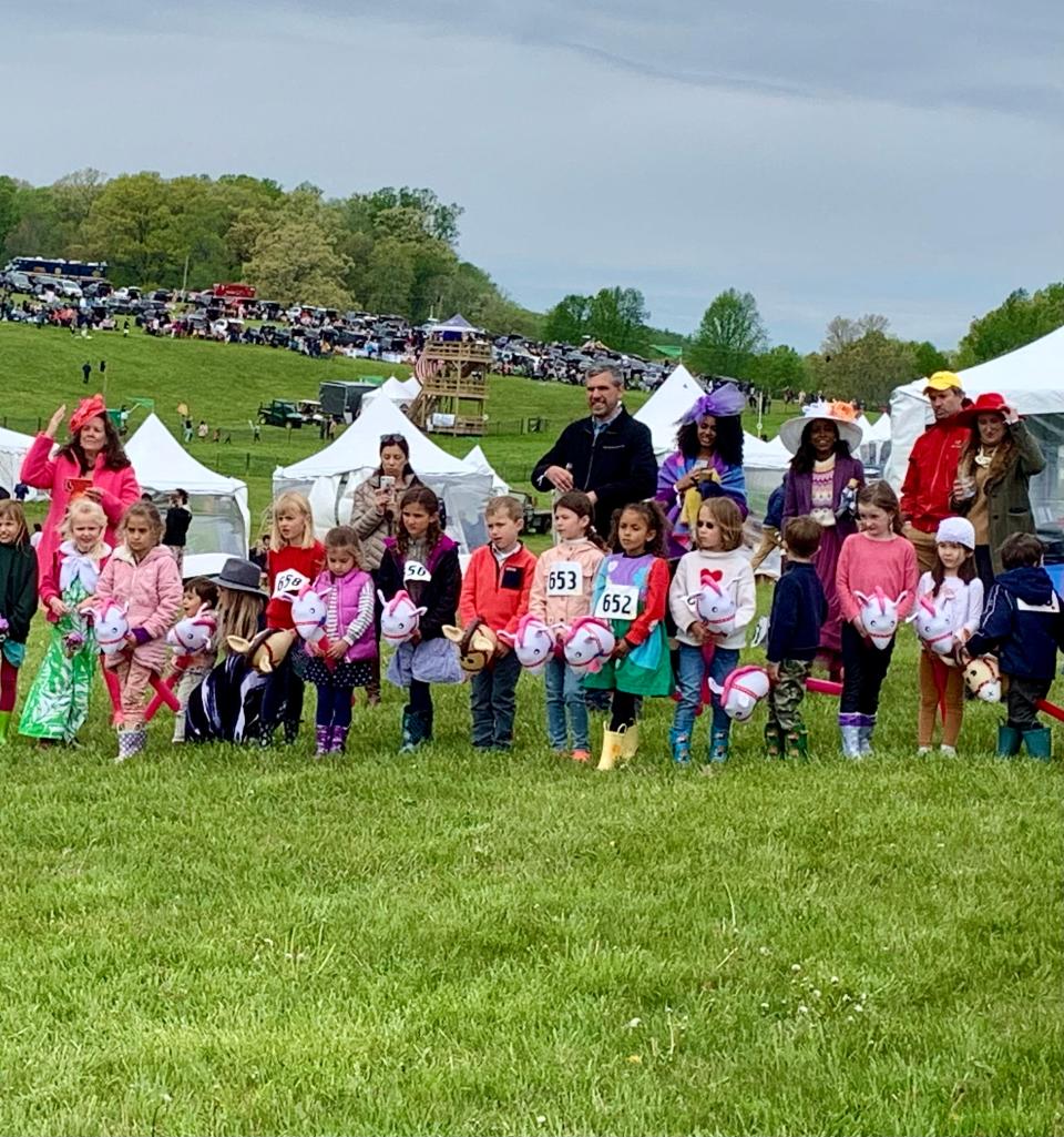 Children line up for the Stick Horse race at the 44th Annual Point-to-Point