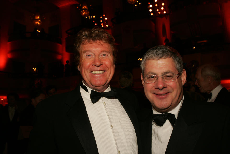 Actor Michael Crawford and producer Sir Cameron Mackintosh at “The Phantom of the Opera” record-breaking performance party in 2006.