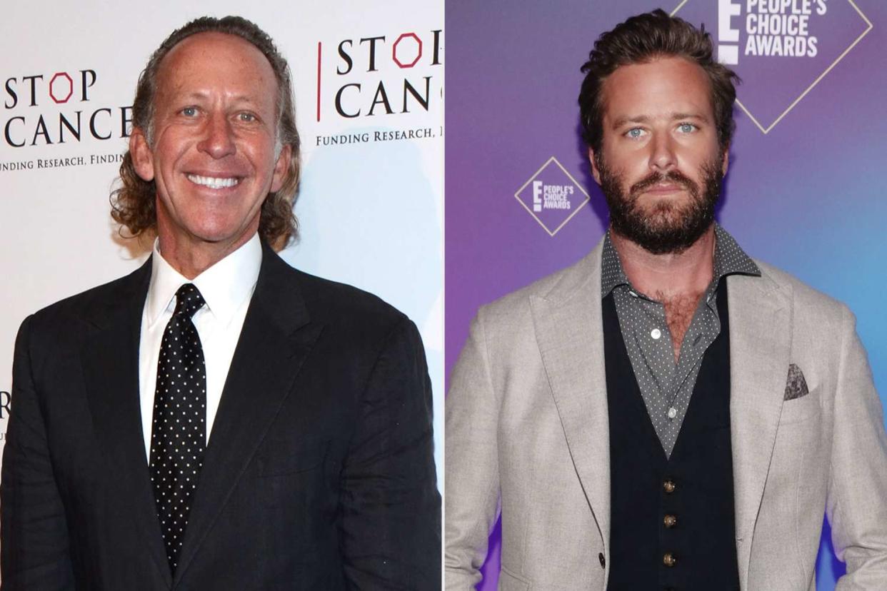 Michael Armand Hammer arrives at Stop Cancer's Annual Gala at the Beverly Hilton Hotel on Sunday, November 23, 2014 in Beverly Hills, California. (Photo by Tonya Wise/Invision/AP); SANTA MONICA, CALIFORNIA - NOVEMBER 15: 2020 E! PEOPLE'S CHOICE AWARDS -- In this image released on November 15, Armie Hammer attends the 2020 E! People's Choice Awards held at the Barker Hangar in Santa Monica, California and on broadcast on Sunday, November 15, 2020. (Photo by Todd Williamson/E! Entertainment/NBCU Photo Bank via Getty Images)